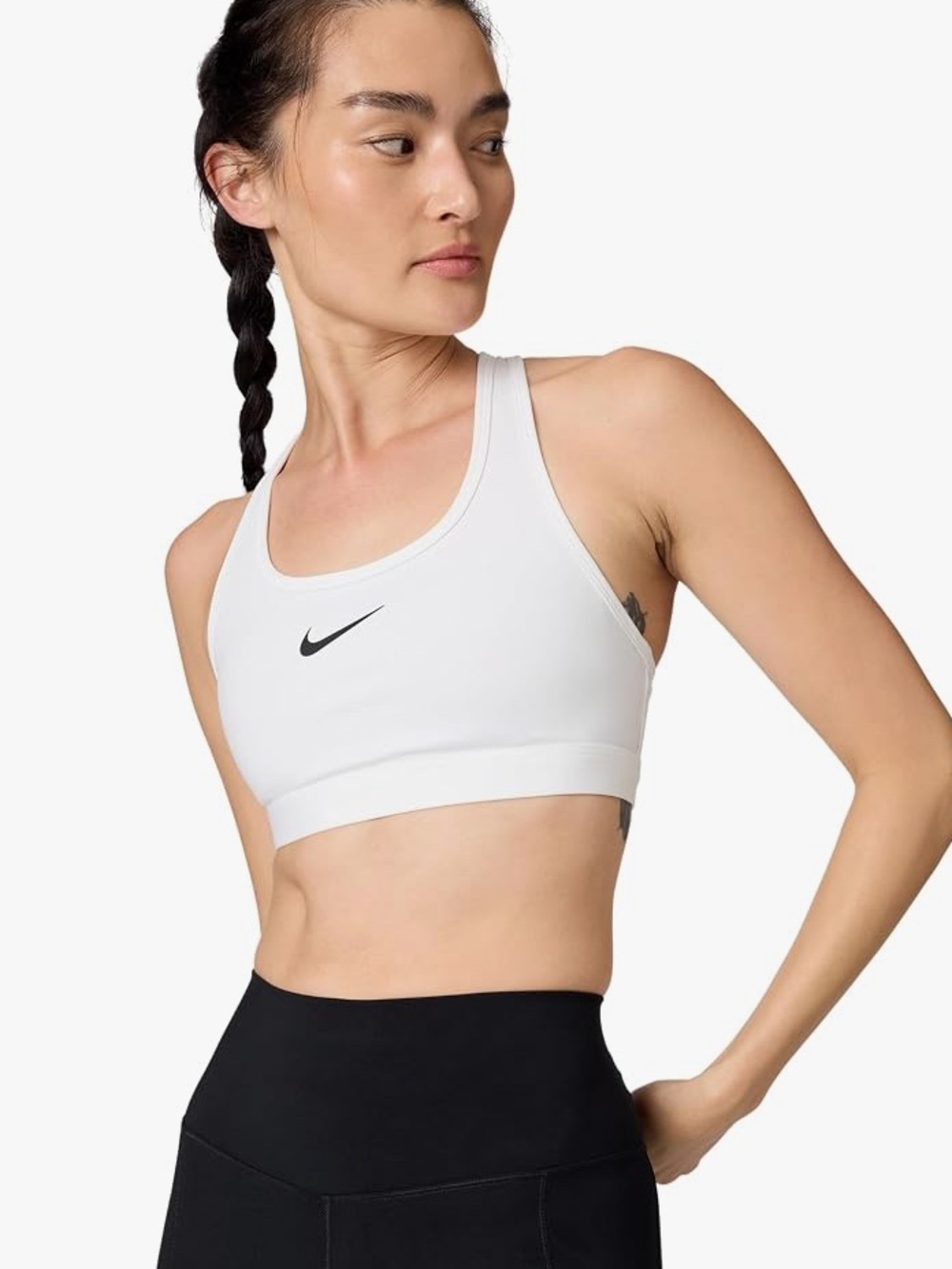 Nike Women's White Swoosh Medium Support Padded Sports Bra Small